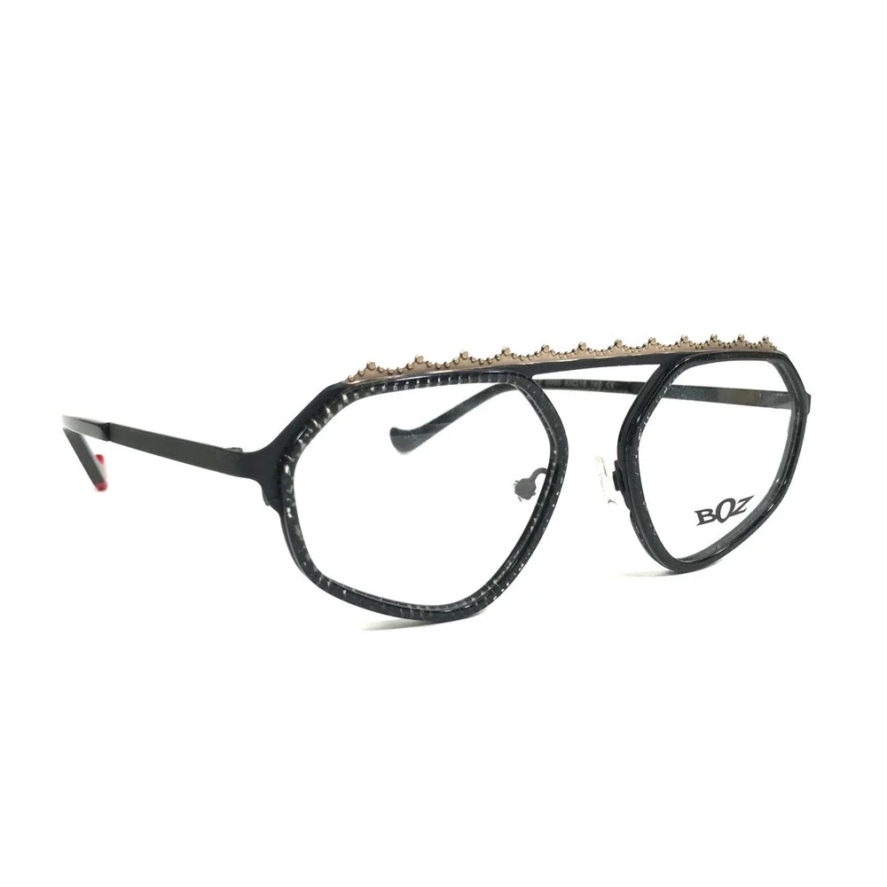 BOZ by J.F. Rey Eyeglasses Frames MICHELE 0005 Shiny Black Gray Gold 53-16-140